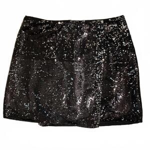 Black sequin soft lined skirt